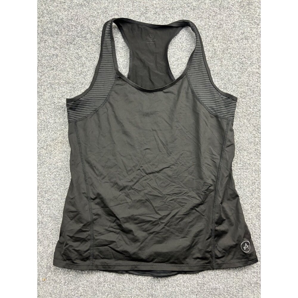 Aether Top Women's 2 Black Sheer Stripe Racerback‎ Tank Athletic Made in USA